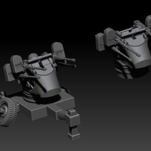 3d Printable Danish 50 Cal Quad Gun and crew